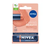 Balsamy do ust - NIVEA CARING BEAUTY PIELĘGNUJACA POMADKA DO UST I POLICZKÓW 3W1 NUDE 4,8G - miniaturka - grafika 1