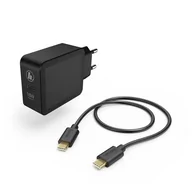 Ładowarki do telefonów - Hama Ładowarka sieciowa PD USB-C 18W Czarny + kabel USB-C 1.5m 183326 - miniaturka - grafika 1