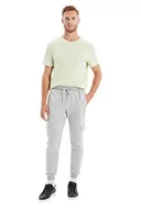 Spodenki męskie - TRENDYOL Męskie spodnie dresowe o regularnym kroju Beli i nowe spodnie treningowe z gumowymi kieszeniami, szary, L - miniaturka - grafika 1