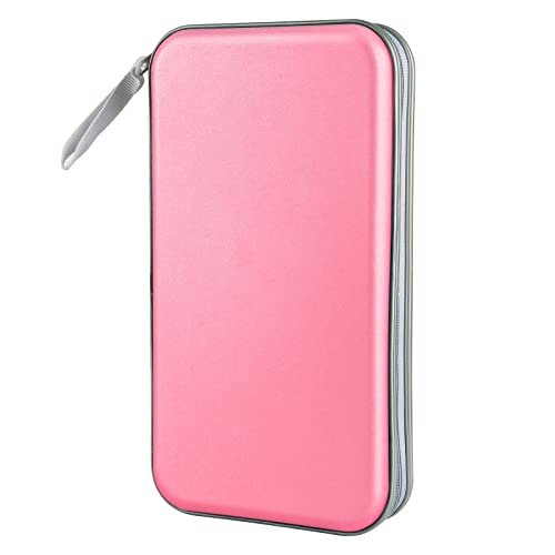 Siveit Etui na płyty CD, etui na DVD, pojemność 96, twarde plastikowe etui na płyty CD, DVD, do przechowywania, portfel do samochodu, domu, biura, podróży (jasnoróżowy)