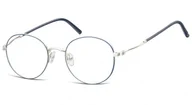 Okulary korekcyjne, oprawki, szkła - Lenonki okrągłe Okulary oprawki optyczne 927A niebiesko-srebrne - miniaturka - grafika 1