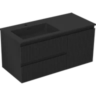 Szafki łazienkowe - Mexen Rivel szafka łazienkowa 100 cm z umywalką Otis lewą, 2S, 1D, ryflowana, czarna mat - 91A23-10047-3-BBFFF71-W18L71 - miniaturka - grafika 1