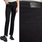 Spodnie damskie - Wrangler STRAIGHT MID Rinsewash PROSTE ŚREDNI STAN CZARNY DżINS W27 L32 - miniaturka - grafika 1