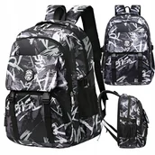 Plecaki szkolne i tornistry - * Plecak Szkolny Młodzieżowy Czarno Biały Ciekawy wzór nowoczesny - miniaturka - grafika 1