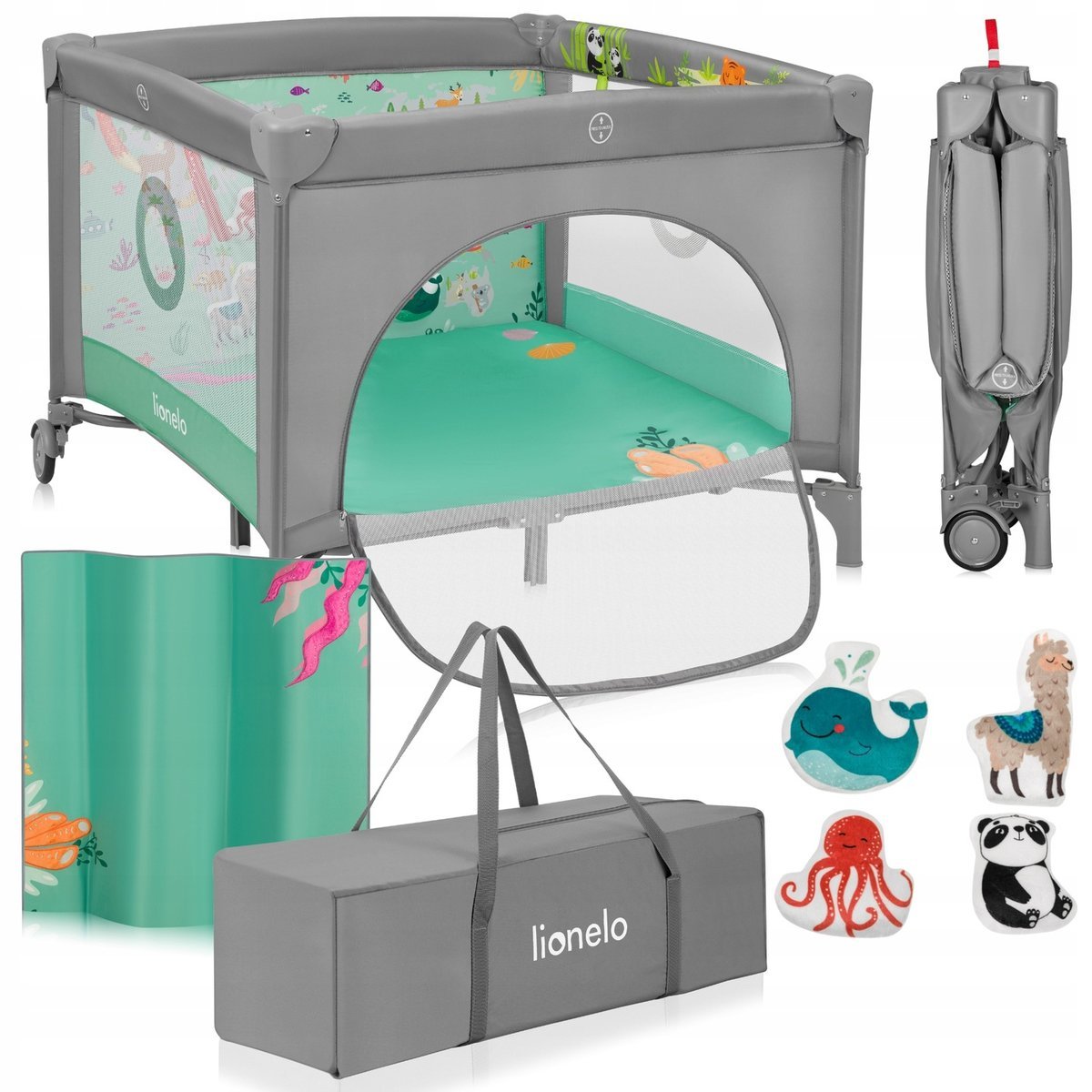 Kojec dla dziecka składany MATERAC torba transportowa kółka Lionelo Mille+