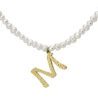 Naszyjniki - Naszyjnik z literką M z perłami, pozłacany - Manoki - miniaturka - grafika 1