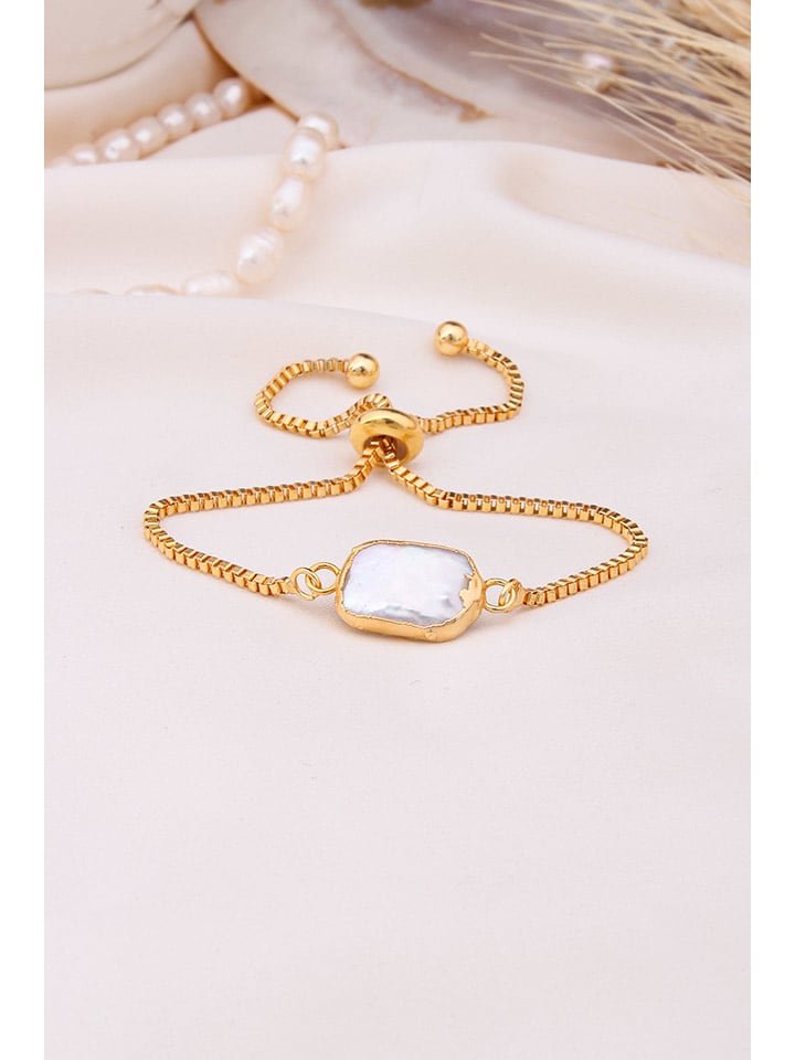 Pierres delicates Pozłacana bransoletka z masą perłową
