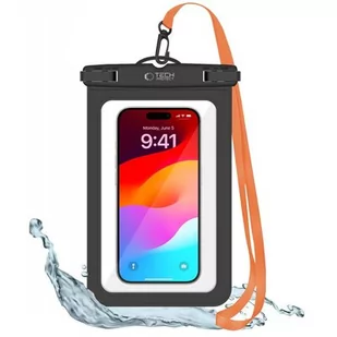 Etui wodoodporne TECH-PROTECT UWC9 Universal Waterproof Czarno-pomarańczowy - Etui i futerały do telefonów - miniaturka - grafika 1