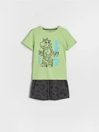Skarpetki dla dzieci - Reserved - Bawełniana piżama z nadrukiem - zielony - miniaturka - grafika 1