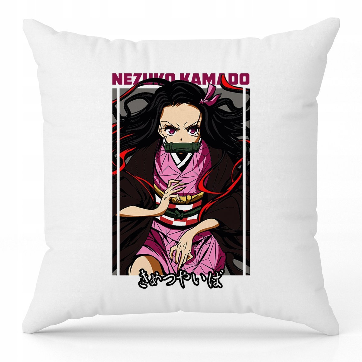 Poduszka Biała Ozdobna 40cm x 40cm NEZUKO ANIME Film Anime Na Prezent Wzory