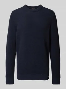 Sweter z dzianiny z fakturowanym wzorem i okrągłym dekoltem - Swetry męskie - miniaturka - grafika 1