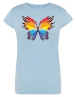 Koszulki i topy damskie - T-Shirt fajny kolorowy nadruk MOTYL r.S - miniaturka - grafika 1