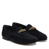 Mokasyny damskie - Mokasyny Tommy Hilfiger Th Chain Suede Loafer FW0FW09327 Granatowy - miniaturka - grafika 1