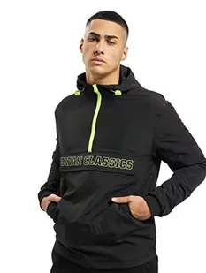 Urban Classics Męska kurtka przeciwdeszczowa Contrast Pull Over Jacket, Black/Electriclime, S - Kurtki męskie - miniaturka - grafika 1