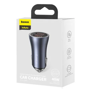 Baseus Golden Contactor Pro szybka ładowarka samochodowa 2x USB 40 W Quick Charge SCP FCP AFC szary (CCJD-A0G) - Ładowarki samochodowe - miniaturka - grafika 5