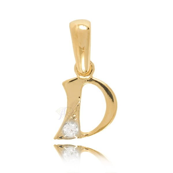 Zawieszka złota Au 585 Literka D z cyrkonią