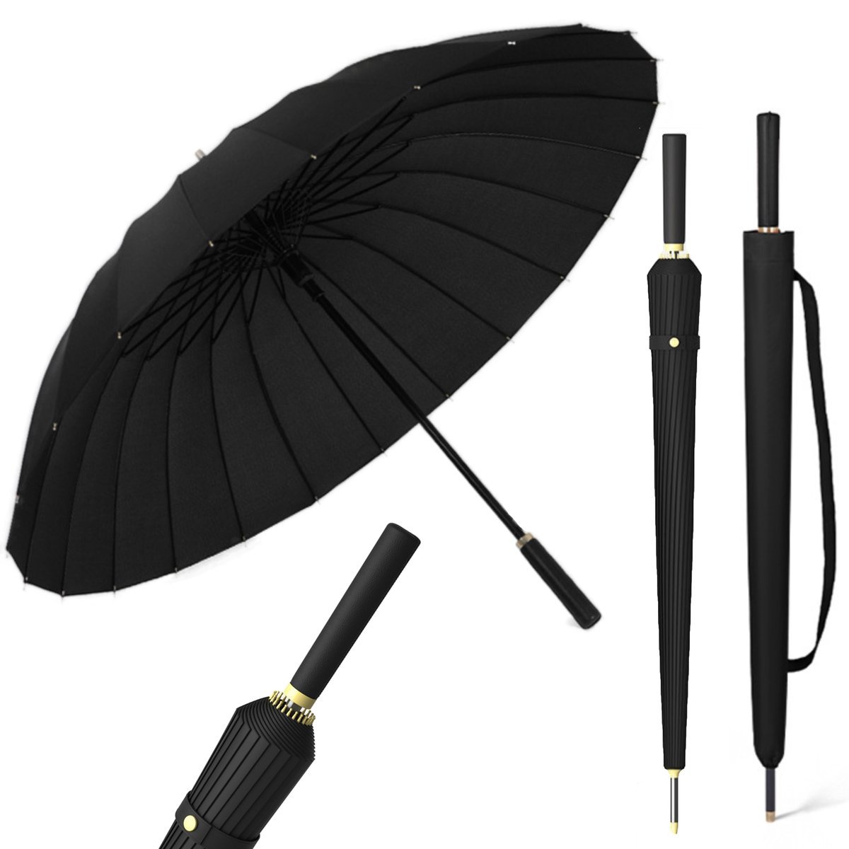 Parasol przeciwdeszczowy rządowy długi duży czarny męski damski mocny XXL