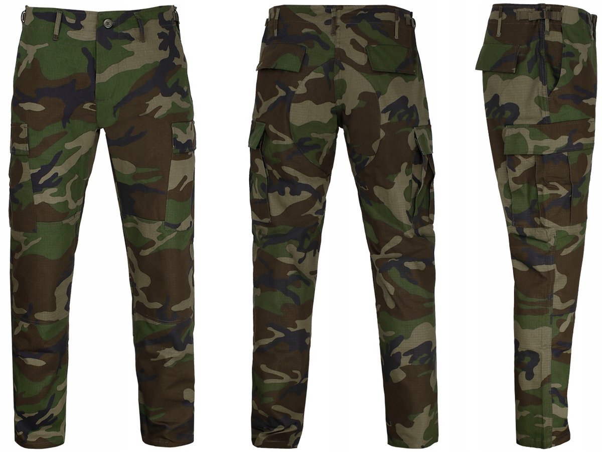 Spodnie bojówki wojskowe Mil-Tec Teesar RipStop BDU Slim Fit Woodland 3XL