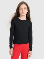 Bluzki dla dziewczynek - 4F Longsleeve slim gładki dziewczęcy - czarny 122 (6-7 lat) - miniaturka - grafika 1