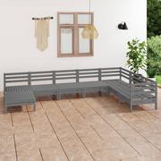 Meble ogrodowe - vidaXL 8-cz. zestaw wypoczynkowy do ogrodu, szary, drewno sosnowe - miniaturka - grafika 1