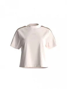 Damski t-shirt z nadrukiem Guess Britney Crop Tee - kremowy - GUESS - Koszulki sportowe damskie - miniaturka - grafika 1