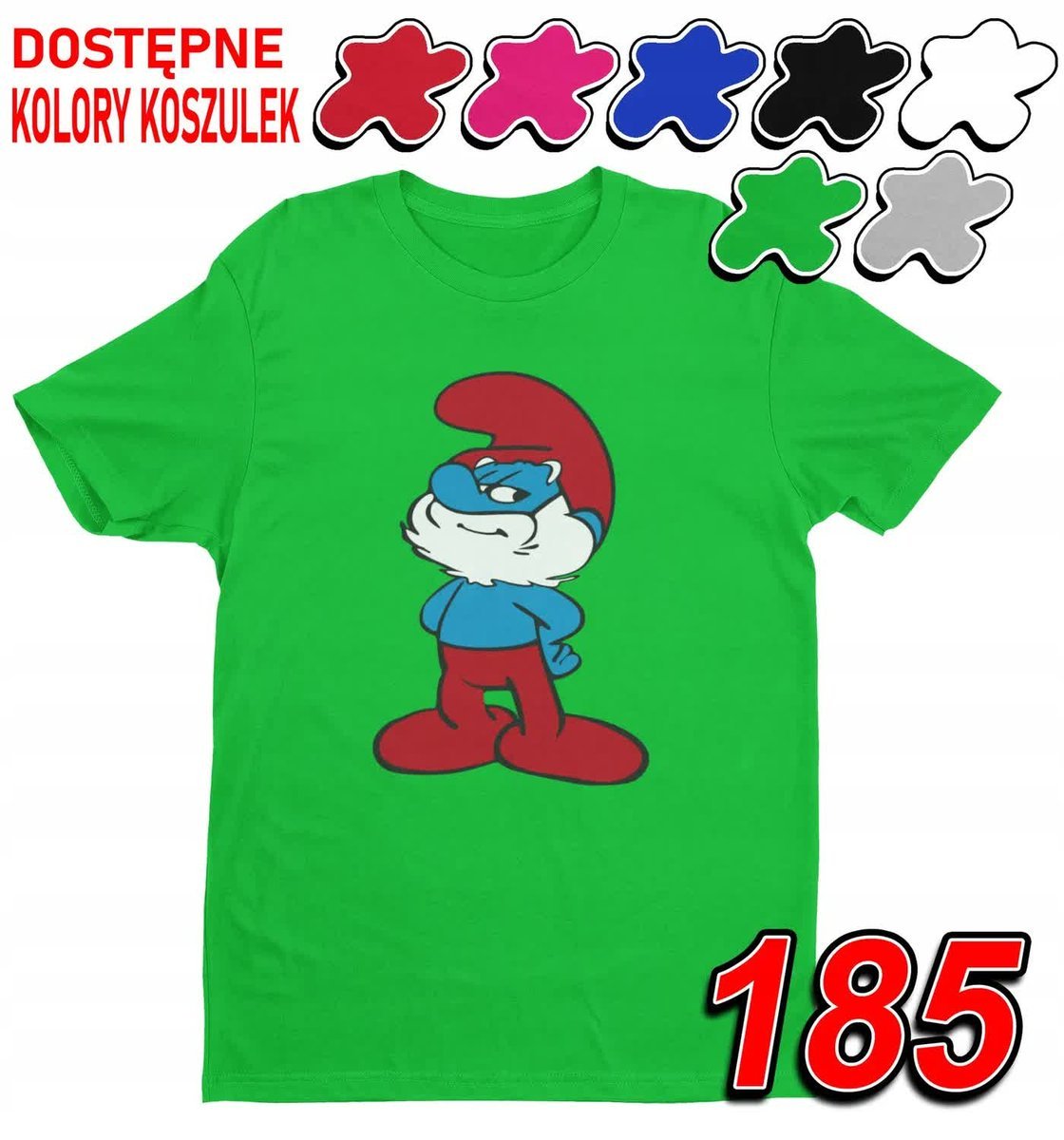 Dziecięca Koszulka T-Shirt Z Nadrukiem Duży Wybór Papa Smerf -M 134-140