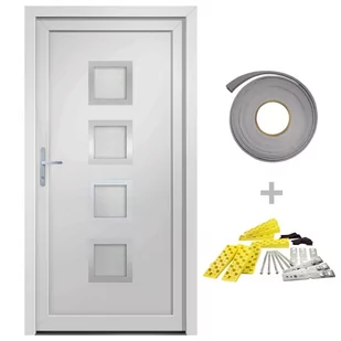 vidaxl Drzwi wejściowe, białe, 108x208 cm, PVC 8720845887001 - Drzwi zewnętrzne - miniaturka - grafika 3