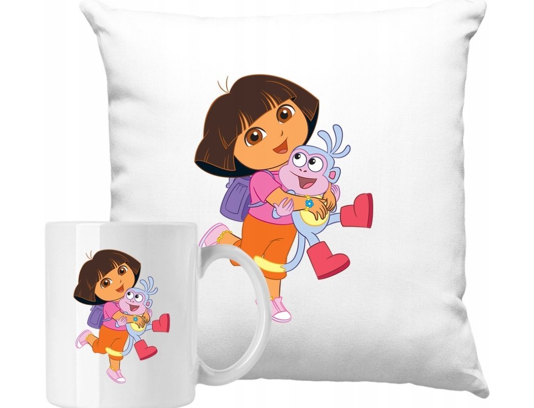 ZESTAW PODUSZKA + KUBEK Dora Poznaje Świat Pomysł Na Prezent +IMIĘ #6