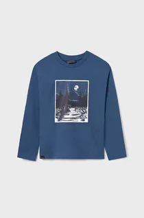 Bluzki dla chłopców - Mayoral longsleeve bawełniany dziecięcy kolor niebieski z nadrukiem - grafika 1