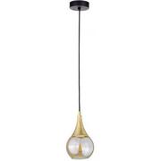 Lampy sufitowe - Keter Lighting Lacrima lampa wisząca 1x60W czarny/złoty/szkło miodowe 2141 - miniaturka - grafika 1