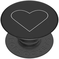 Uchwyty samochodowe do telefonów - PopSockets PopSockets PopGrip - Rozkładany uchwyt i podstawka do telefonów oraz tabletów z wymiennymi krążkami PopTops - White Heart Black 90040 - miniaturka - grafika 1