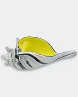 Figurki dekoracyjne - Figura Szklana w Stylu Murano Muszla Biało Czarno Żółta - miniaturka - grafika 1