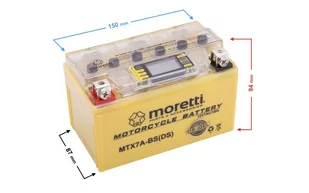 Akumulator Moretti AGM (I-Gel) MTX7A-BS ze wskaźnikiem - Części motocyklowe - miniaturka - grafika 1