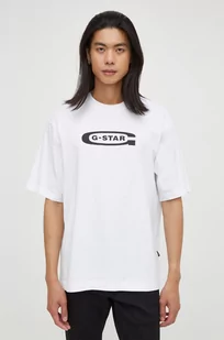 G-Star Raw t-shirt bawełniany męski kolor biały z nadrukiem - Koszulki męskie - miniaturka - grafika 1