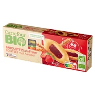 Zdrowa żywność - Carrefour Bio Ekologiczne biszkopty jajeczne z nadzieniem truskawkowym 120 g - miniaturka - grafika 1