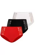 Majtki damskie - Loren figi wysokie 3-pack 140, Kolor czarno-biało-czerwony, Rozmiar 3XL, Teyli - Primodo.com - miniaturka - grafika 1