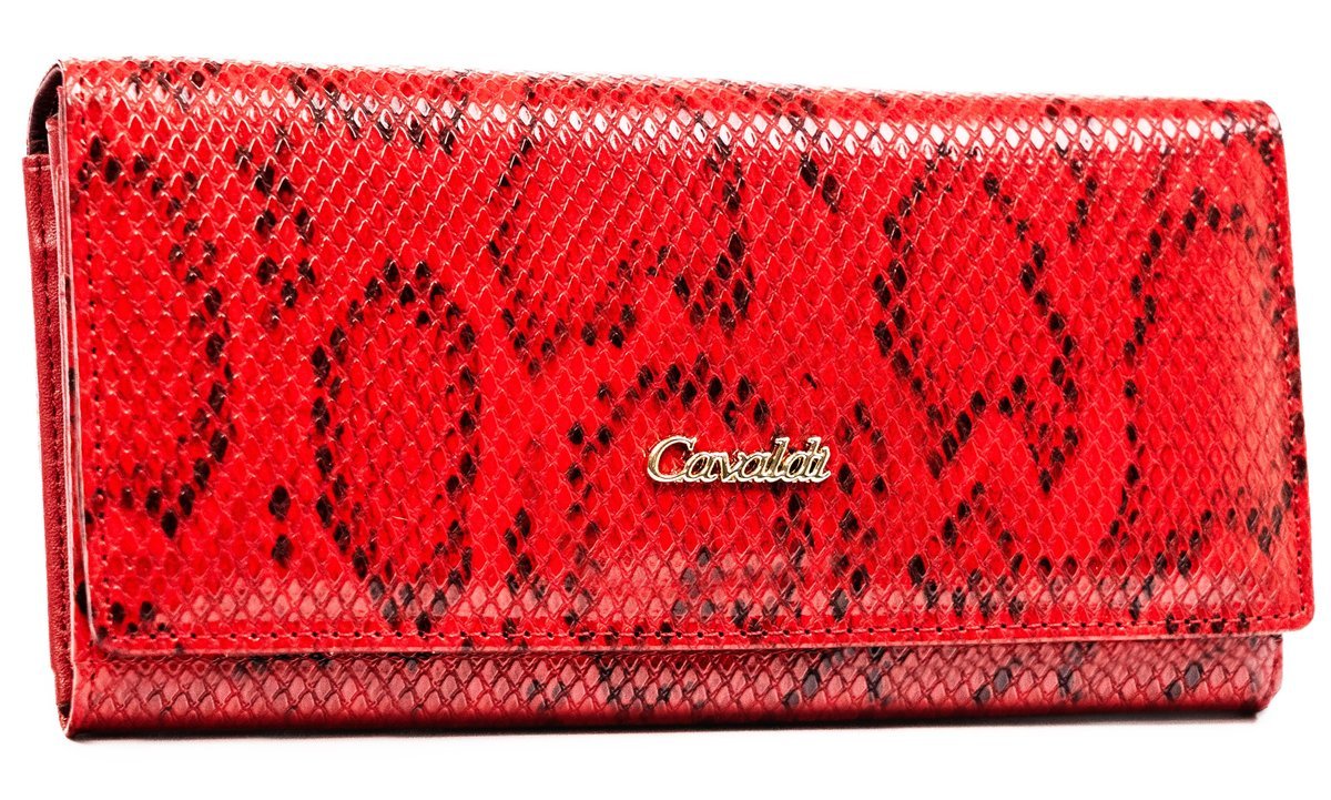 Czerwony duży klasyczny portfel damski na zatrzask 4U CAVALDI skóra naturalna i ekologiczna pojemny rozbudowany bilon na bigiel elegancki na prezent