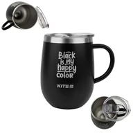 Kubki termiczne - KUBEK TERMICZNY Z UCHEM METALOWY 360ml CZARNY KITE - miniaturka - grafika 1