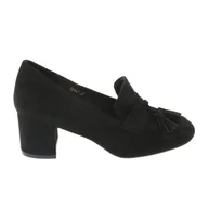 Mokasyny damskie - Buty na słupku Sergio Leone PB147 czarne - miniaturka - grafika 1