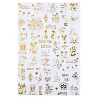 Ozdoby do paznokci - Naklejki do paznokci cienkie samoprzylepne walentynkowe złote Nr R398 - miniaturka - grafika 1