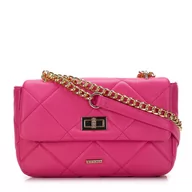 Torebki damskie - Damska torebka pikowana w kwadraty na łańcuszku różowa - miniaturka - grafika 1