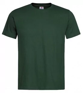 Butelkowy Zielony Bawełniany T-Shirt Męski Bez Nadruku STEDMAN Koszulka, Krótki Rękaw, Basic, U-neck - Stedman - Koszulki męskie - miniaturka - grafika 1