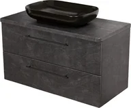 Szafki łazienkowe - Szafka łazienkowa grafitowa wisząca z umywalką 100/48C Negra - miniaturka - grafika 1