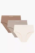 Majtki damskie - Atlantic 3CLP-009B 3-pack figi wysokie, bawełniane ecru/beżowy/ciemnobeżowy - miniaturka - grafika 1