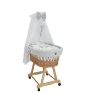 Łóżeczka i kojce - Wiklinowy kosz Mojżesza LENA naturalny z pościelą wafelkową szarą. - miniaturka - grafika 1