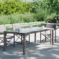 Stoły ogrodowe - vidaXL Stół ogrodowy brązowy 190x90x75 cm szkło i rattan PE 316711 - miniaturka - grafika 1