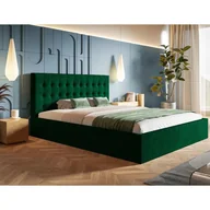Łóżka - Łóżko tapicerowane SIM 2 z zagłówkiem, 180x200 cm, łóżko podwójne z podstawą łóżka i stelażem z listew wykonanych z drewna, tkanina welurowa, kolor: zielony - miniaturka - grafika 1