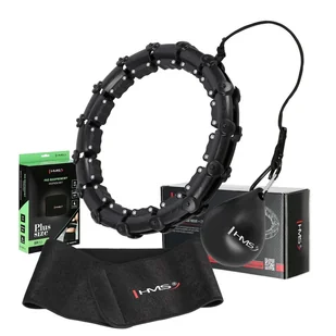 Zestaw HMS Hula-hop HHW11 Plus Size z wypustkami, obciążnikiem i pasem BR163 Czarny - Pozostały sprzęt i akcesoria do ćwiczeń - miniaturka - grafika 1