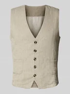 Kamizelki męskie - Kamizelka z mieszanki bawełny i lnu z listwą guzikową - miniaturka - grafika 1