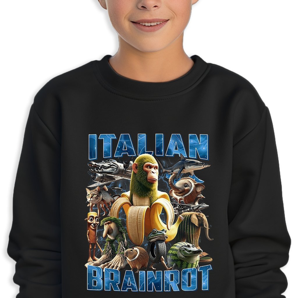 BLUZA Dziecięca Czarna Prezent Na Święta BRAINROT ITALIAN SZYMPANS 152cm